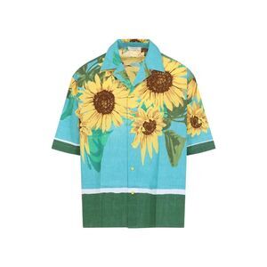CRAIG GREEN Men's Sunflower Print Short Sleeve Camp Shirt Men GREEN Shirts